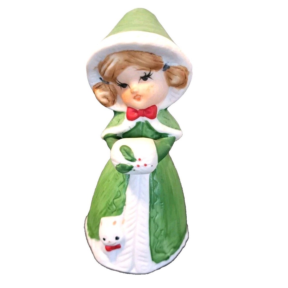Jasco Merri Bells Bisque Porcelain Christmas Holiday Hand Painted Bell‎ 1978